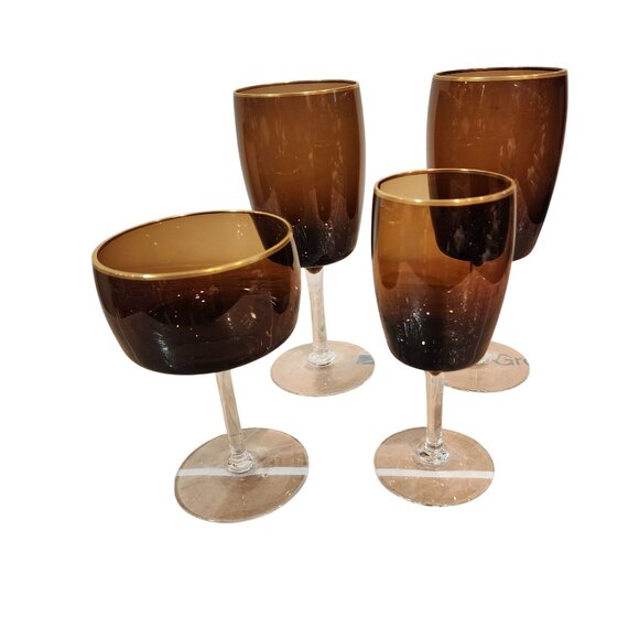 Gorham Other - Vintage Gorham Crystal Stemware Autumn Gold pattern